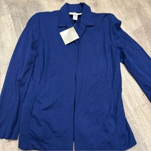 American Glamour by Badgley Mischka Blue Open Front Jacket Blazer